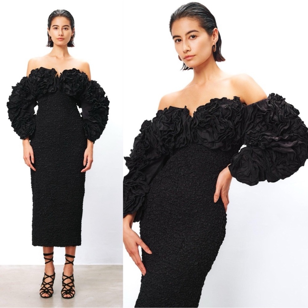 NWT Mara Hoffman Luna Off-The-Shoulder Sheath Midi-Dress $1,125 Large fits 8-14